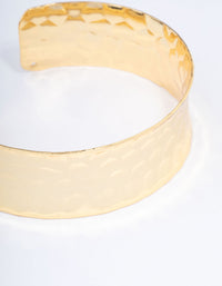 Gold Plated Wide Hammered Wrist Cuff - link has visual effect only