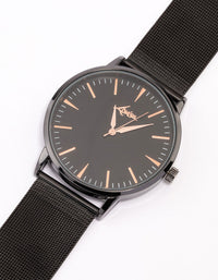 Black Coated Extra Thick Mesh Watch - link has visual effect only