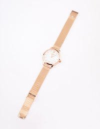 Rose Gold Mesh Watch - link has visual effect only