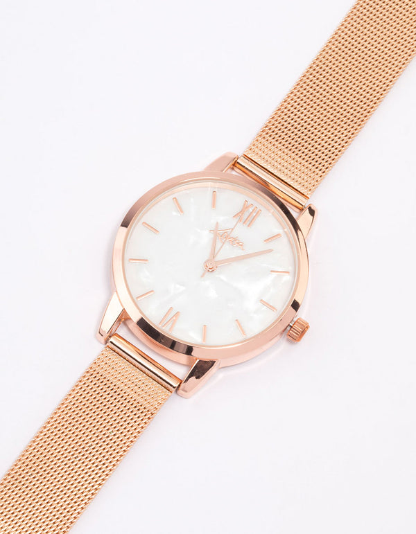 Rose Gold Mesh Watch