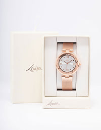 Rose Gold Crystal & Mesh Watch - link has visual effect only