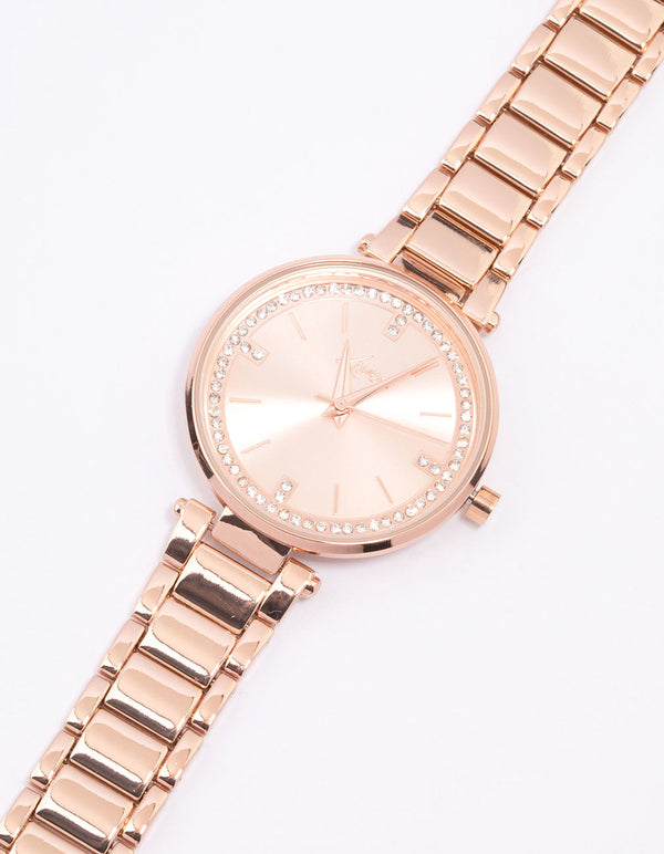 Rose Gold Crystal Dial Watch