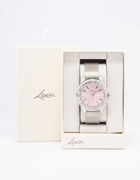 Silver Baguette Bezel Mesh Watch - link has visual effect only