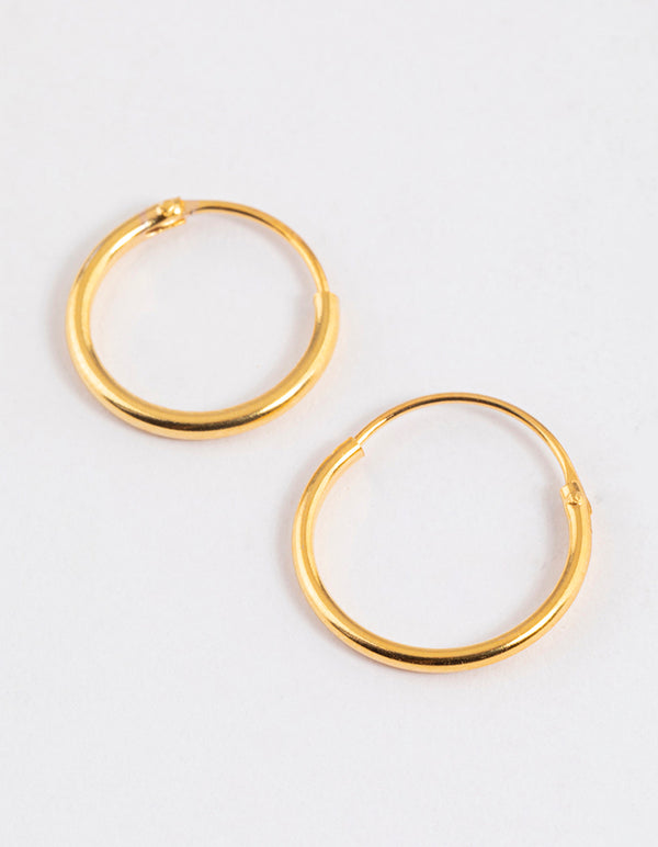 Gold Plated Sterling Silver Hoop Earrings 12mm