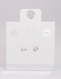 Sterling Silver Cubic Zirconia Simple Stud Earrings - link has visual effect only