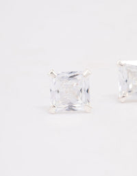 Sterling Silver Square Cubic Zirconia Stud Earrings - link has visual effect only