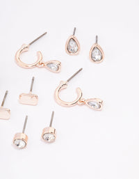 Rose Gold Diamante & Pearl Mixed Earrings 6-Pack - link has visual effect only