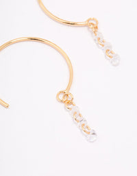 Gold Plated Sterling Silver Cubic Zirconia Chain Hoop Earrings - link has visual effect only