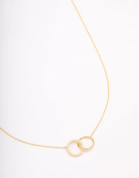 Gold Plated Sterling Silver Paved Link Hoop Necklace - link has visual effect only