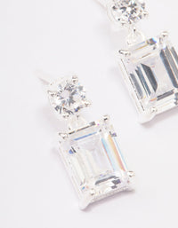 Sterling Silver Cubic Zirconia Emerald Cut Drop Earrings - link has visual effect only