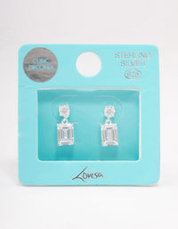 Sterling Silver Cubic Zirconia Emerald Cut Drop Earrings - link has visual effect only