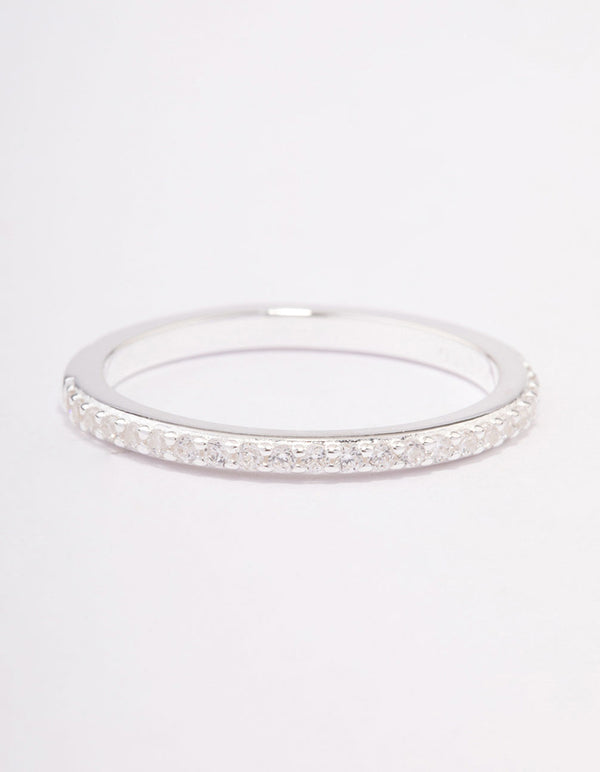 Sterling Silver Cubic Zirconia Pave Band Ring