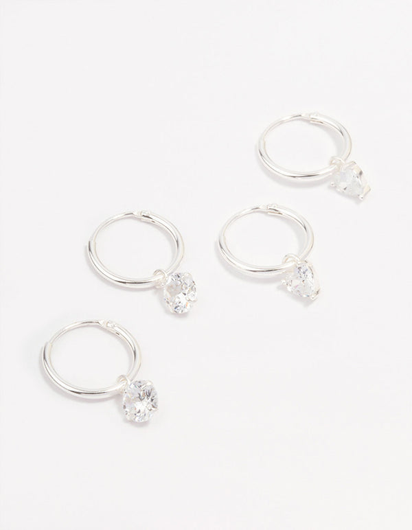 Sterling Silver Cubic Zirconia Hoop Earring Pack