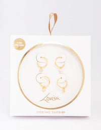 Gold Plated Sterling Silver Cubic Zirconia Hoop Earring Pack - link has visual effect only