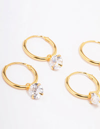 Gold Plated Sterling Silver Cubic Zirconia Hoop Earring Pack - link has visual effect only