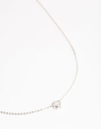 Silver Round Bezelled Cubic Zirconia Pendant Necklace - link has visual effect only