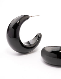 Coated Black Thick Puffy Hoop Earrings - link has visual effect only