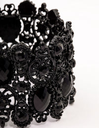 Black Lace Pattern & Diamante Stretch Bracelet - link has visual effect only