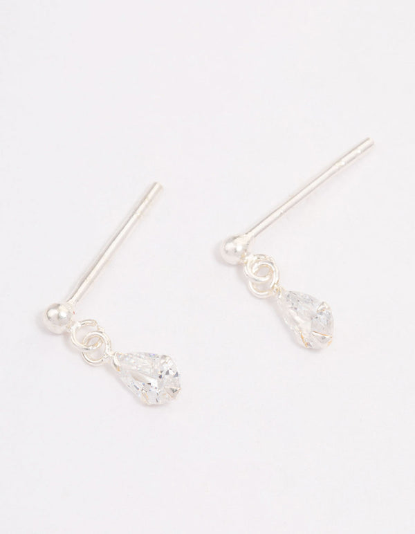 Sterling Silver Pear Cubic Zirconia Drop Earrings