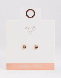 Rose Gold Plated Sterling Silver Diamante Stud Earrings 5mm - link has visual effect only