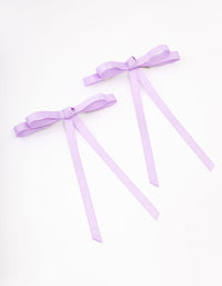 Lilac Fabric Double Loop Knotted Hair Bow Pack - link has visual effect only