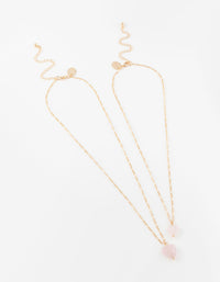 Gold Semi-Precious Mini Heart Necklace Pack - link has visual effect only