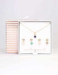 Gold Mixed Semi-Precious Charm Necklace Pack - link has visual effect only