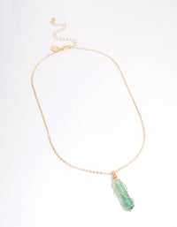 Gold Green Fluorite Wire Pendant Necklace - link has visual effect only