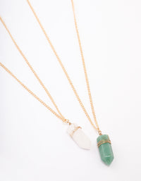 Gold Mixed Semi-Precious Wrapped Pendant Necklace Pack - link has visual effect only