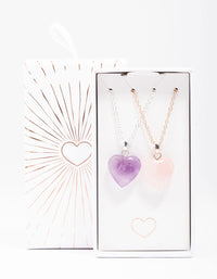 Mixed Metal Semi-Precious Heart Necklace Pack - link has visual effect only