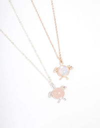 Mixed Metal Pastel Semi-Precious Turtle Necklace Pack - link has visual effect only