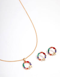 Gold Rainbow Stone Wreath Jewellery Set - link has visual effect only