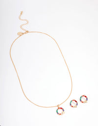 Gold Rainbow Stone Wreath Jewellery Set - link has visual effect only