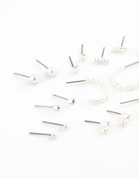 Silver Pearl Mixed Stud & Hoop Earring 12-Pack - link has visual effect only