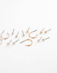 Mixed Metal Sandblast Stud & Hoop Earring 12-Pack - link has visual effect only