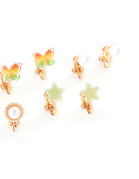 Gold Ombre Butterfly Clip On Earring 8-Pack - link has visual effect only