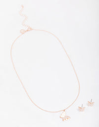 Rose Gold Sandblast Butterfly Jewellery Set - link has visual effect only