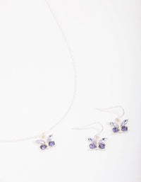 Silver Diamante Butterfly Jewellery Set - link has visual effect only