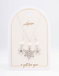 Silver Diamante & Pearl Snowflake Jewellery Set - link has visual effect only