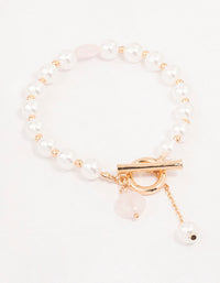 Gold Pearl Beaded T&O Bracelet - link has visual effect only