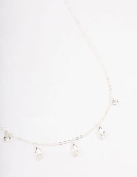 Silver Marquise Station Drop Necklace - link has visual effect only