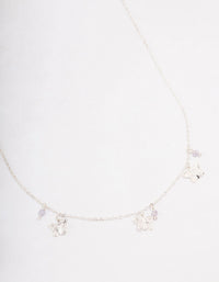 Silver Butterfly Beaded Droplet Necklace - link has visual effect only