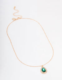 Gold Diamante Pear Pendant Necklace - link has visual effect only