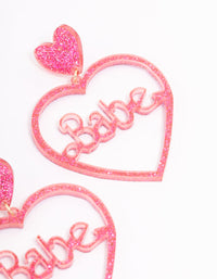 Gold Babe Heart Drop Earrings - link has visual effect only