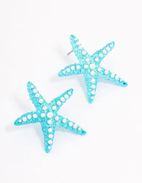 Blue Pearly Starfish Stud Earrings - link has visual effect only