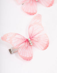 Pink Diamante Butterfly Hair Clip Pack - link has visual effect only