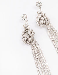 Rhodium Diamante Knotted Cupchain Drop Earrings - link has visual effect only