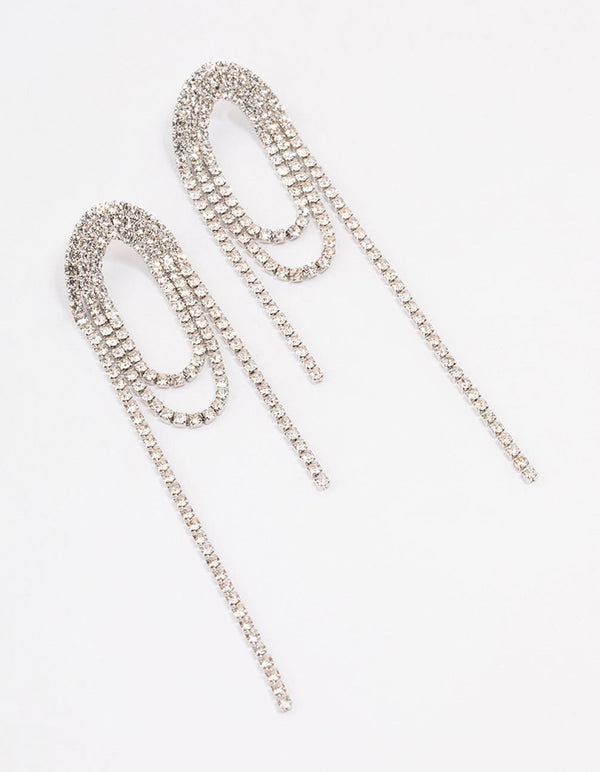 Silver Diamante Loop Drop Earrings