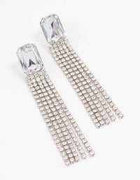 Silver Diamante Cup Chain Drop Earrings - link has visual effect only