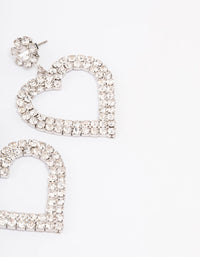 Rhodium Diamante Heart Drop Earrings - link has visual effect only